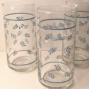 Corelle Subtle Blue by CORNING Ware Vintage Drinking Glasses Tumblers Set of 4